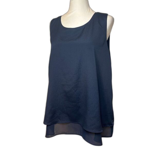 Lauren Ralph Lauren Navy Blue Tank Top Layered Blouse Womens Designer - Picture 3 of 8